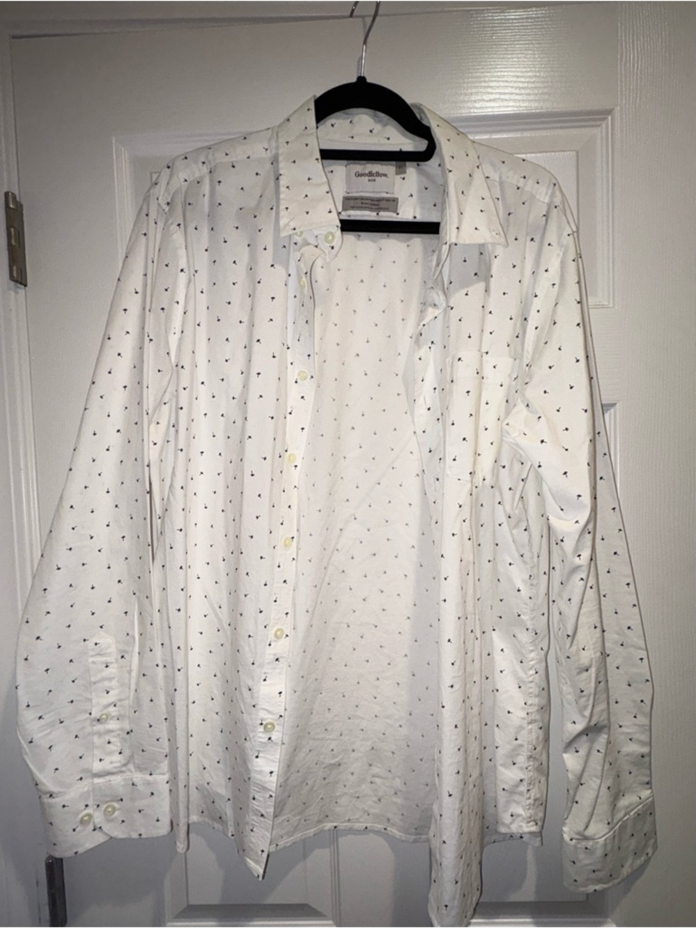 Goodfellow & Co White Button-Up Shirt with Micro Print